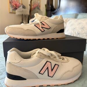 New Balance Cream and Pink Athletic Shoes
